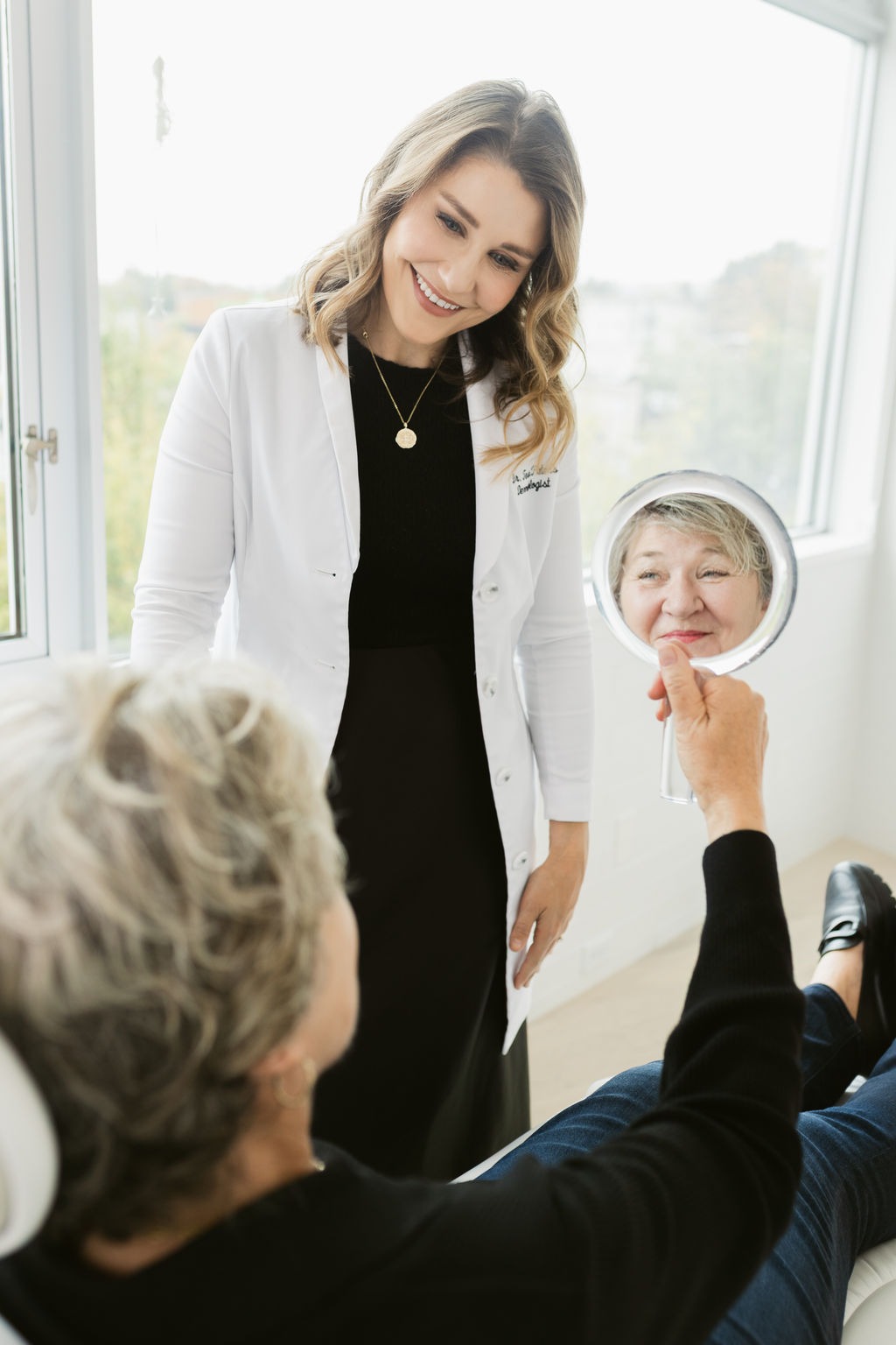 Doctor helping a lady